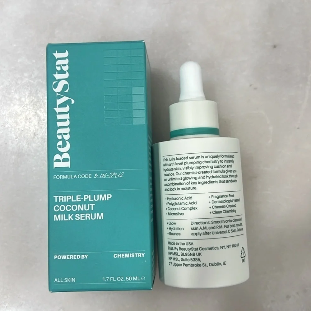 Beauty Stat Triple Plump Coconut Milk Face Serum NIB